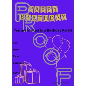 Gold & Violet Birthday Party Invitation: Simple Reusable PDF (Digital Download)