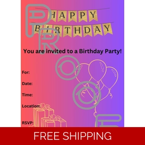 Gold & Purple Birthday Party Invitation: Simple Gradient Design (PDF Digital Download)