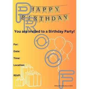 Reusable Birthday Party Invitation: Simple Gold & Orange (PDF Digital Download)