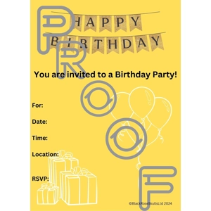 Reusable Birthday Party Invitation: Simple Yellow Design (PDF Digital Download)