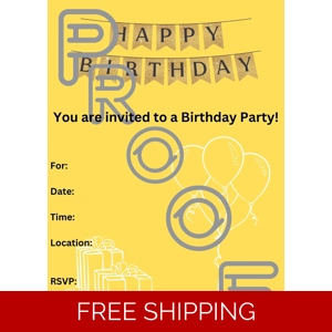Reusable Birthday Party Invitation: Simple Yellow Design (PDF Digital Download)