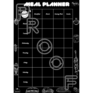 Weekly Meal Planner: Simple Black & White Printable (PDF Digital Download)