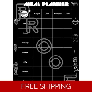 Weekly Meal Planner: Simple Black & White Printable (PDF Digital Download)
