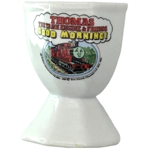 Vintage Thomas The Tank Engine White Eggcup: 1986 Collectible Kids TV Show