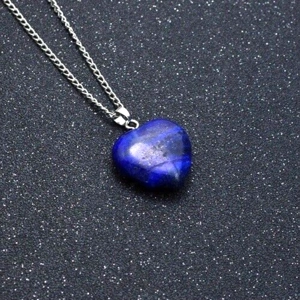 Natural Gemstone Necklace Blue Heart Lapis Crystal Chakra Healing Pendant Chain