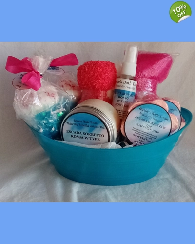 ESCADA SORBETTO ROSSA W TYPE GIFT BASKET SPA GETAWAY ROMANTIC SKIN LOVING