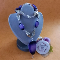Acrylic Brushed Purple & Silver Necklace