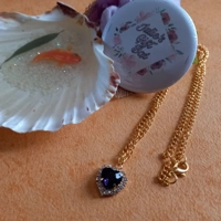 Alloy Heart with Crystal Rhinestones Necklace - Violet Purple