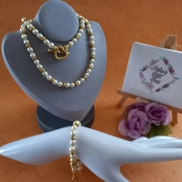 Amy Pearl Necklace and Bracelet Set - Ivory