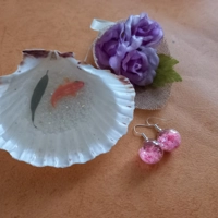 Bauble Earrings - Iridescent Baby Pink Stars