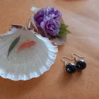 Bauble Earrings - Iridescent Black Stars