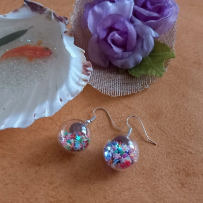 Bauble Earrings - Iridescent Multicoloured Stars Bauble Earrings - Iridescent Multicoloured Stars