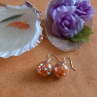 Bauble Earrings - Iridescent Orange Stars