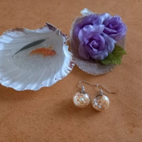 Bauble Earrings - Iridescent Peach Stars