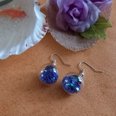 Bauble Earrings - Iridescent Purple Stars Bauble Earrings - Iridescent Purple Stars