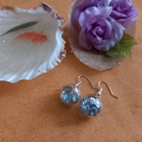 Bauble Earrings - Iridescent Silver Stars