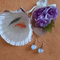 Bauble Earrings - Iridescent White Stars