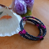 Black and Pink Memory Wire Bangle