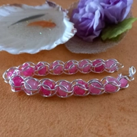Caged Bead Bracelet - Crackled Bright Pink