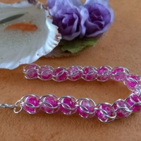 Caged Bead Bracelet - Crackle Pink and Clear