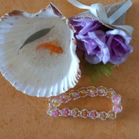 Caged Bead Bracelet - Crackle Yellow and Pink