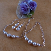 Camilla Necklace, Bracelet & Earrings Set - Rose Pink