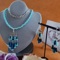 Carmen Cone Necklace & Earrings - Blue Iris