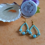 Catherine Drop Hoop Earrings - Aqua Catherine Drop Hoop Earrings - Aqua