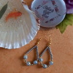 Catherine Drop Hoop Earrings - Grey Catherine Drop Hoop Earrings - Grey