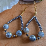 Catherine Drop Hoop Earrings - Grey Catherine Drop Hoop Earrings - Grey