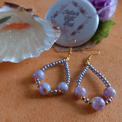 Catherine Drop Hoop Earrings - Lilac Catherine Drop Hoop Earrings - Lilac