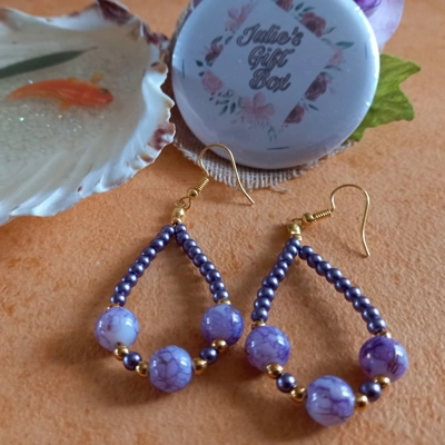 Catherine Drop Hoop Earrings - Mauve