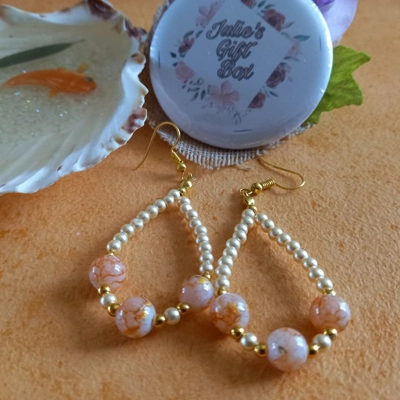 Catherine Drop Hoop Earrings - Peach Catherine Drop Hoop Earrings - Peach