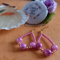 Catherine Drop Hoop Earrings - Pink