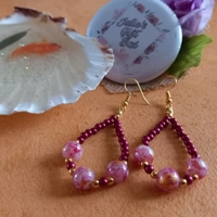 Catherine Drop Hoop Earrings - Ruby Red