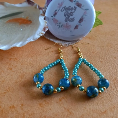 Catherine Drop Hoop Earrings - Teal Catherine Drop Hoop Earrings - Teal