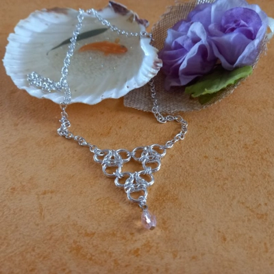 Chainmaille Aura Unit Necklace - Transparent Pale Pink Chainmaille Aura Unit Necklace - Transparent Pale Pink