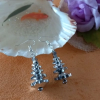 Christmas Tree Earrings - Silver
