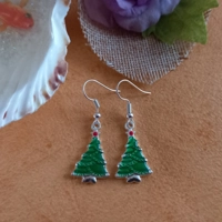 Hand Painted Christmas Tree Earrings