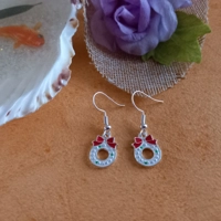 Hand Painted Christmas Wreath Earrings