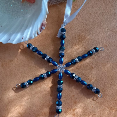 Christmas Hanging Snowflake Ornament - Blue Christmas Hanging Snowflake Ornament - Blue