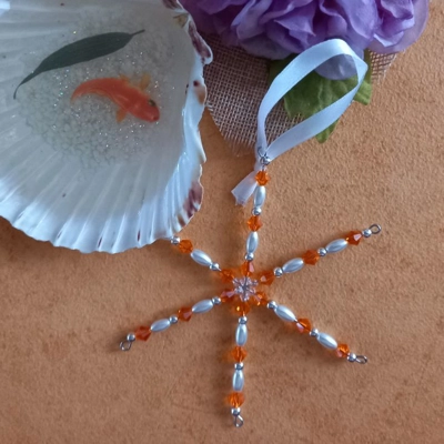 Christmas Hanging Snowflake Ornament - Orange Christmas Hanging Snowflake Ornament - Orange