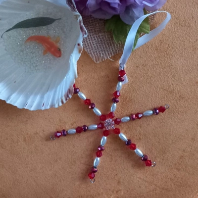 Christmas Hanging Snowflake Ornament - Red Christmas Hanging Snowflake Ornament - Red