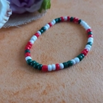 Christmas Stretch Bracelet - Green, Red and White Seed Beads Christmas Stretch Bracelet - Green, Red and White Seed Beads