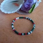Christmas Stretch Bracelet - Red, White and Green Seed Beads Christmas Stretch Bracelet - Red, White and Green Seed Beads