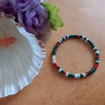 Christmas Stretch Bracelet - Red, White and Green Seed Beads Christmas Stretch Bracelet - Red, White and Green Seed Beads
