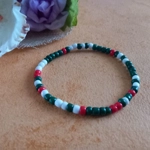 Christmas Stretch Bracelet - Red, White and Green Seed Beads Christmas Stretch Bracelet - Red, White and Green Seed Beads