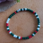Christmas Stretch Bracelet - Red, White and Green Seed Beads Christmas Stretch Bracelet - Red, White and Green Seed Beads