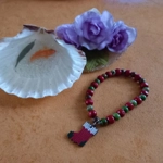 Christmas Stretch Bracelet - Wooden & Gemstone Beads with Christmas Stocking Christmas Stretch Bracelet - Wooden & Gemstone Beads with Christmas Stocking