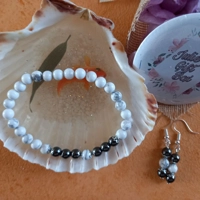 Ciara Gemstone Bracelet and Earrings Set - Genuine White Howlite